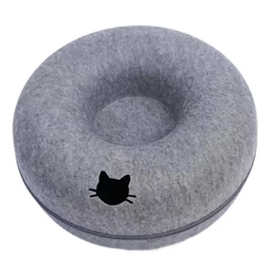 2-in-1 Felt Donut Cat Tunnel Bed