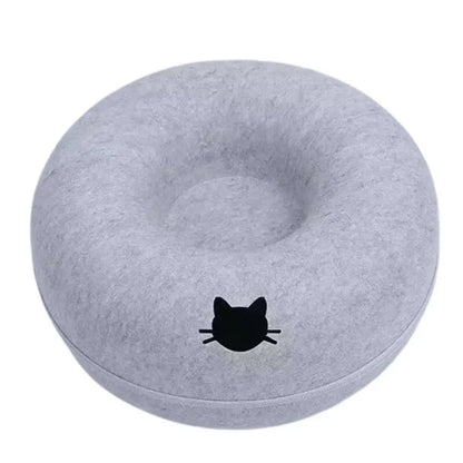 2-in-1 Felt Donut Cat Tunnel Bed