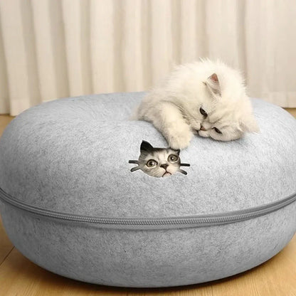 2-in-1 Felt Donut Cat Tunnel Bed